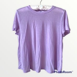 JoyLab Lilac Purple Short Sleeve Top with Flap Back Cross Flap Size XS